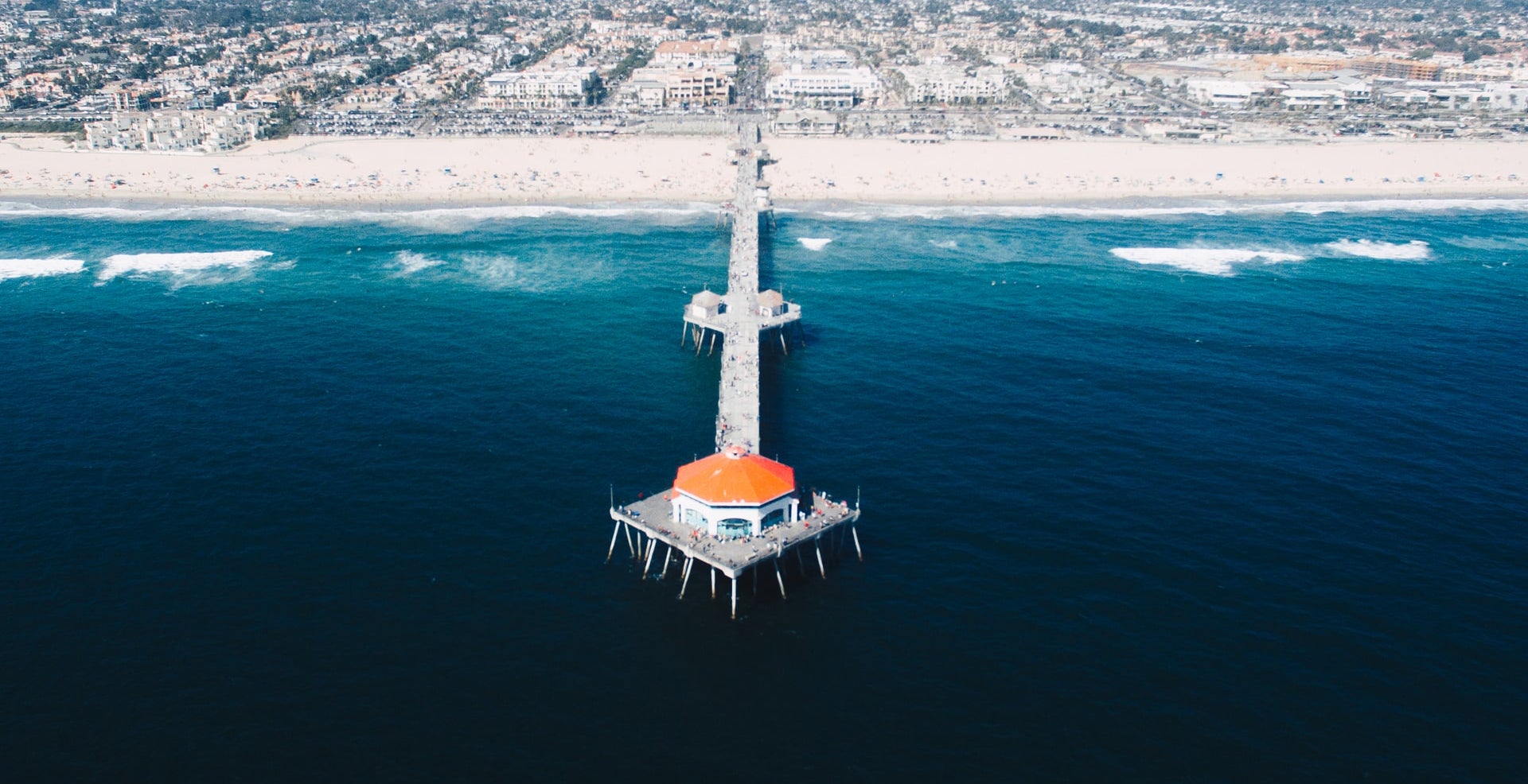Huntington Beach pier from above