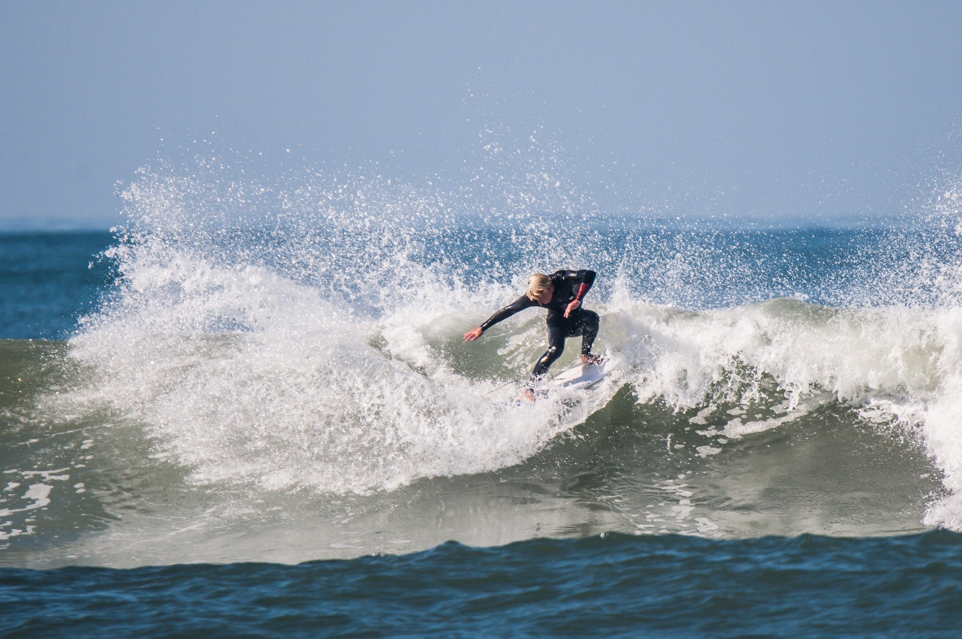Surfing off the coast