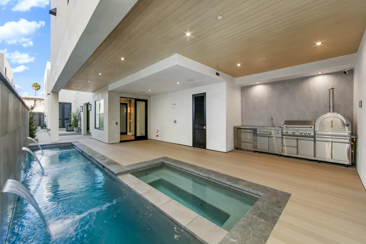 Pool, spa and outdoor cooking area