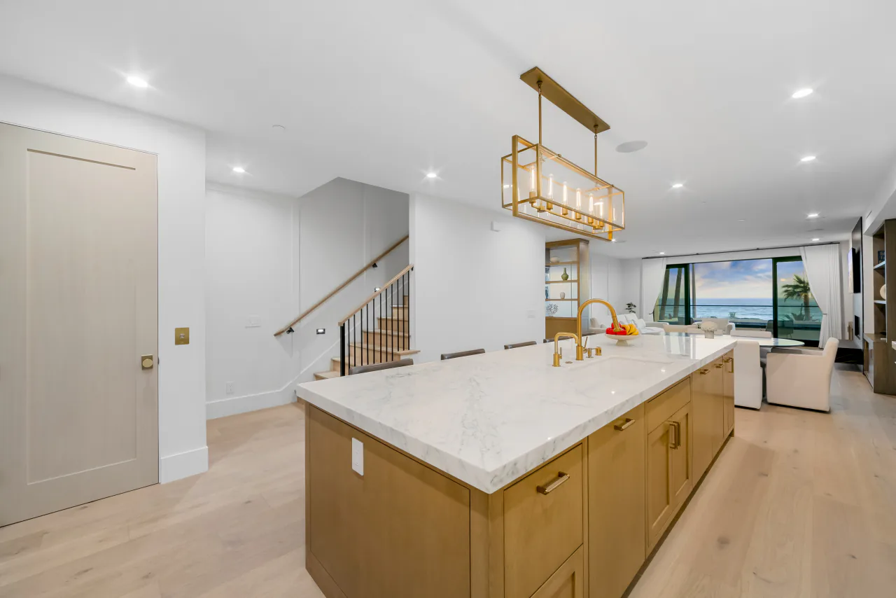 Kitchen island and staircase
